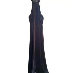 Revelry Women's Black Velvet Sleeveless Halter Neck Maxi Dress Size 12